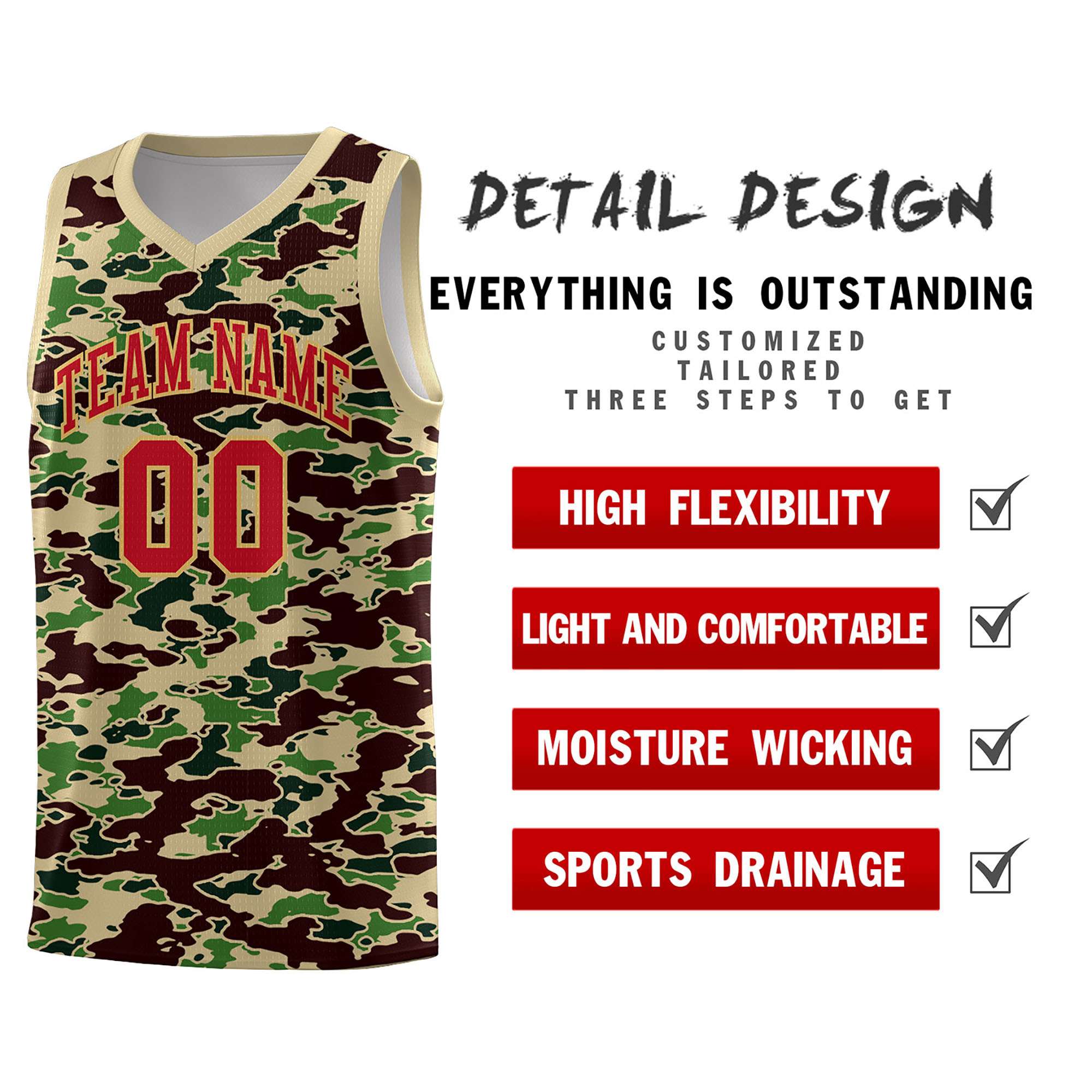 Custom Personalized Camo Sets Sports Uniform Basketball Jersey