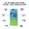 Custom Powder Blue Neon Green Gradient Fashion Sets Sports Stripe Uniform Basketball Jersey