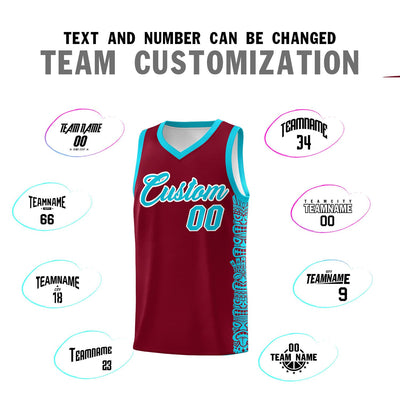 Custom Crimson Sky Blue Personalized Indians Pattern Sets Sports Uniform Basketball Jersey