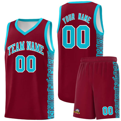 Custom Crimson Sky Blue Personalized Indians Pattern Sets Sports Uniform Basketball Jersey