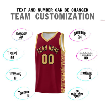 Custom Crimson Old Gold Personalized Indians Pattern Sets Sports Uniform Basketball Jersey