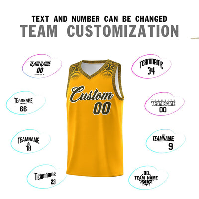 Custom Yellow Olive Personalized Indians Print Sets Sports Uniform Basketball Jersey