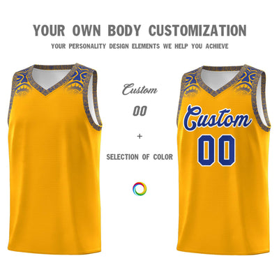 Custom Yellow Royal Personalized Indians Print Sets Sports Uniform Basketball Jersey