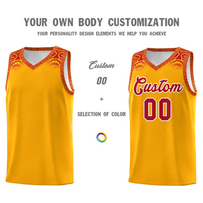 Custom Yellow Red Personalized Indians Print Sets Sports Uniform Basketball Jersey