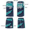 Custom Midnight Blue Aqua-Aqua Tear Graffiti Pattern Sports Uniform Basketball Jersey