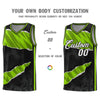 Custom Black Neon Green-Black Tear Graffiti Pattern Sports Uniform Basketball Jersey