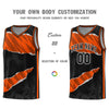 Custom Black Orange-Black Tear Graffiti Pattern Sports Uniform Basketball Jersey