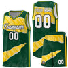 Custom Hunter Green Gold-White Tear Graffiti Pattern Sports Uniform Basketball Jersey