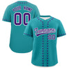 Custom Teal Purple Star Ribbing Authentic Baseball Jersey