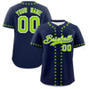 Custom Navy Neon Green Star Ribbing Authentic Baseball Jersey