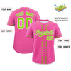 Custom Pink Neon Green Star Ribbing Authentic Baseball Jersey