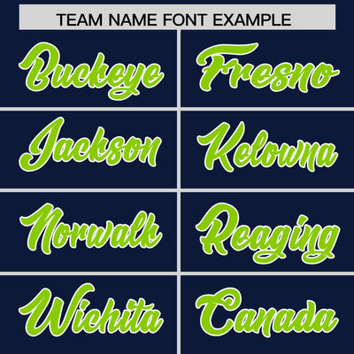 Custom Navy Neon Green Star Ribbing Authentic Baseball Jersey