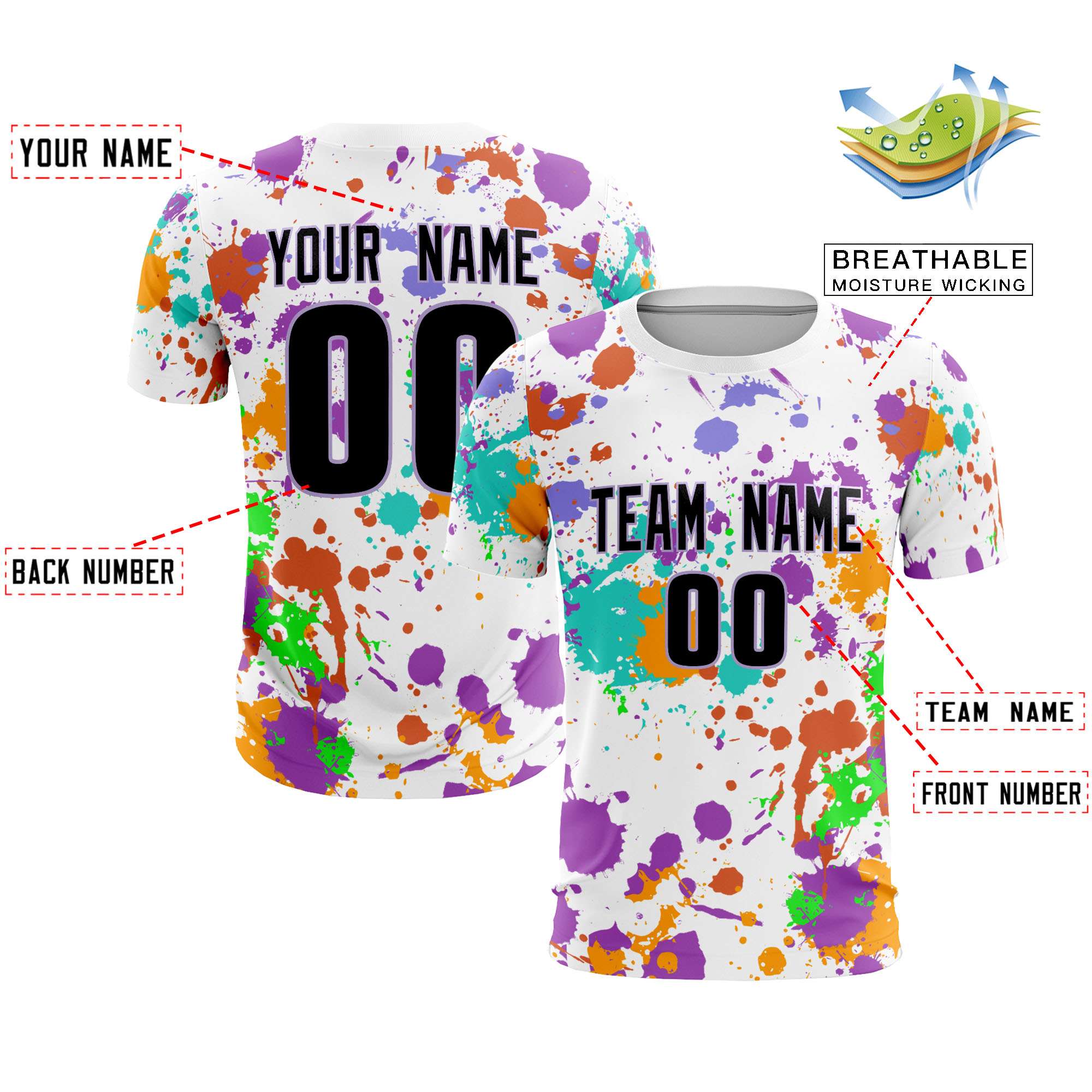 Custom White Graffiti Breathable Sport Soccer Tops Jersey