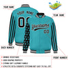 Custom Aqua American Flag Varsity Full-Snap Authentic Raglan Sleeves Letterman Bomber Jacket