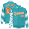Custom Aqua American Flag Varsity Full-Snap Authentic Raglan Sleeves Letterman Bomber Jacket