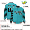 Custom Aqua American Flag Varsity Full-Snap Authentic Raglan Sleeves Letterman Bomber Jacket