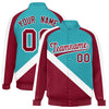 Custom Aqua Crimson Raglan Sleeves Varsity Full-Snap Letterman Baseball Jacket