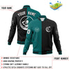 Custom Aqua Black Varsity Full-Snap Split Letterman Baseball Jacket