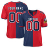 Custom Navy Red Personalized Split Two Tone Design Authentic Football Jersey
