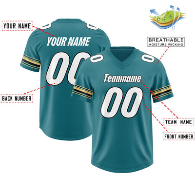 Custom Aqua White Retro Personalized Sleeve Line Authentic Football Jersey