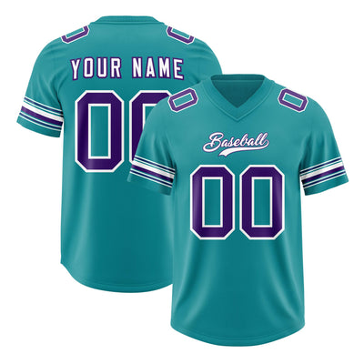 Custom Aqua Purple Retro Personalized Sleeve Line Authentic Football Jersey