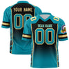 Custom Black Teal Gradient Personalized Side Pattern Authentic Football Jersey