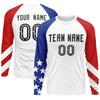 Custom White Royal-Red Personalized American Flag Design Long Sleeve Performance T-shirt