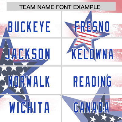 Custom White Navy-Red Personalized American Flag Design Long Sleeve Performance T-shirt