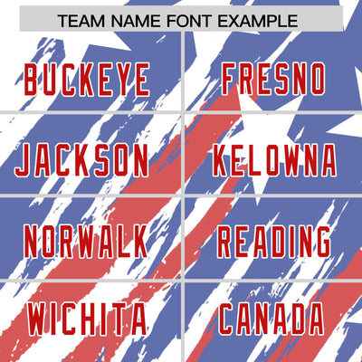 Custom White Royal-Red Personalized American Flag Design Long Sleeve Performance T-shirt