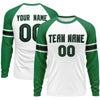 Custom White Kelly Green Black Crew Neck Personalized Raglan Long Sleeve Performance T-shirt