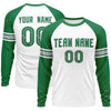 Custom White Kelly Green Gray Crew Neck Personalized Raglan Long Sleeve Performance T-shirt