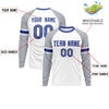 Custom White Gray Royal Crew Neck Personalized Raglan Long Sleeve Performance T-shirt