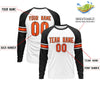 Custom White Black Orange Crew Neck Personalized Raglan Long Sleeve Performance T-shirt