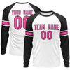 Custom White Black Pink Crew Neck Personalized Raglan Long Sleeve Performance T-shirt