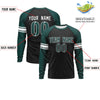 Custom Black Midnight Green White Crew Neck Personalized Raglan Long Sleeve Performance T-shirt