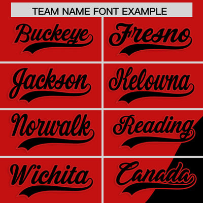 Custom Red Black Color Block Varsity Full-Zip Letterman Wave Jacket Hoodie