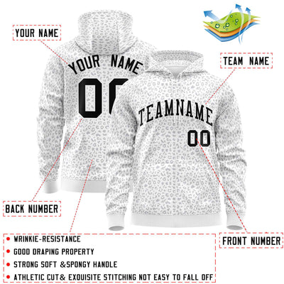 Custom White Black Varsity Full-Zip Letterman Leopard Print Jacket Hoodie