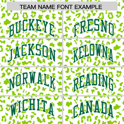 Custom White Neon Green Varsity Full-Zip Letterman Leopard Print Jacket Hoodie