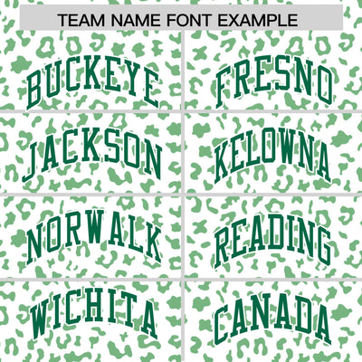 Custom White Kelly Green Varsity Full-Zip Letterman Leopard Print Jacket Hoodie