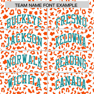 Custom White Orange Varsity Full-Zip Letterman Leopard Print Jacket Hoodie