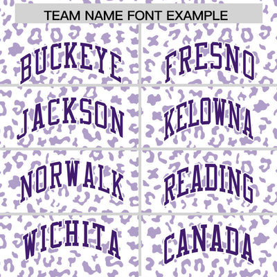 Custom White Purple Varsity Full-Zip Letterman Leopard Print Jacket Hoodie