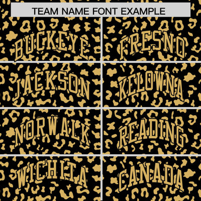 Custom Black Old Gold Varsity Full-Zip Letterman Leopard Print Jacket Hoodie
