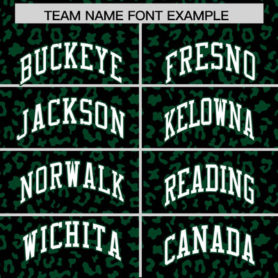 Custom Black Kelly Green Varsity Full-Zip Letterman Leopard Print Jacket Hoodie