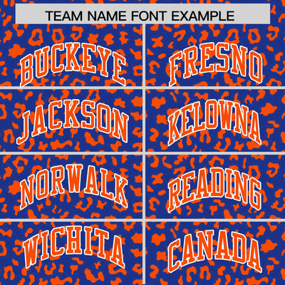 Custom Royal Orange Varsity Full-Zip Letterman Leopard Print Jacket Hoodie