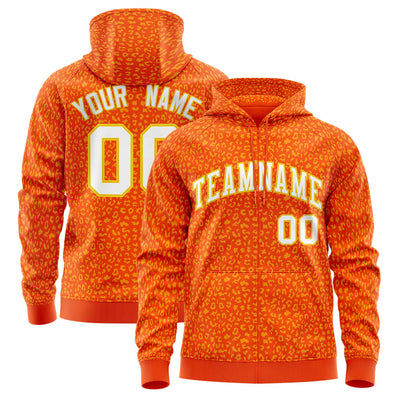 Custom Gold Kelly Green Varsity Full-Zip Letterman Leopard Print Jacket Hoodie