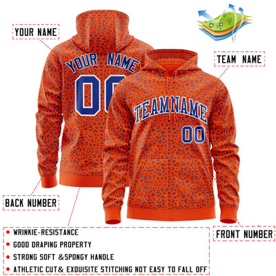 Custom Orange Royal Varsity Full-Zip Letterman Leopard Print Jacket Hoodie