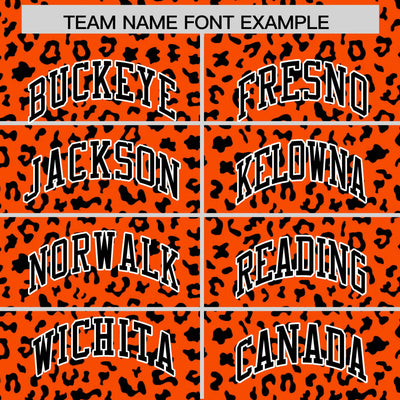 Custom Orange Black Varsity Full-Zip Letterman Leopard Print Jacket Hoodie