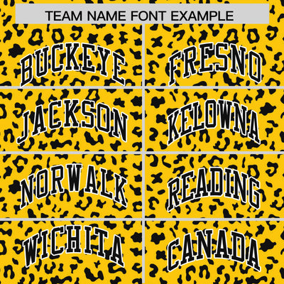 Custom Gold Black Varsity Full-Zip Letterman Leopard Print Jacket Hoodie