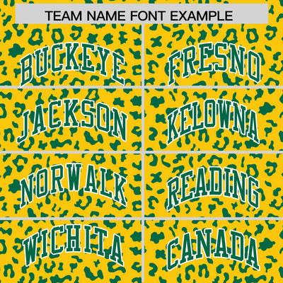 Custom Gold Kelly Green Varsity Full-Zip Letterman Leopard Print Jacket Hoodie