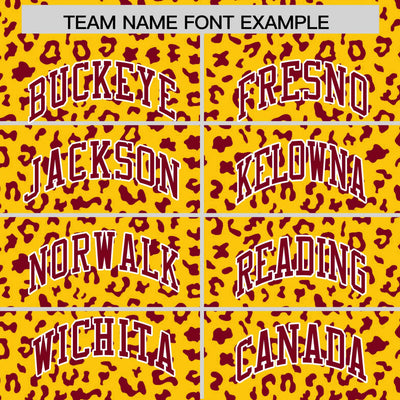 Custom Gold Crimson Varsity Full-Zip Letterman Leopard Print Jacket Hoodie